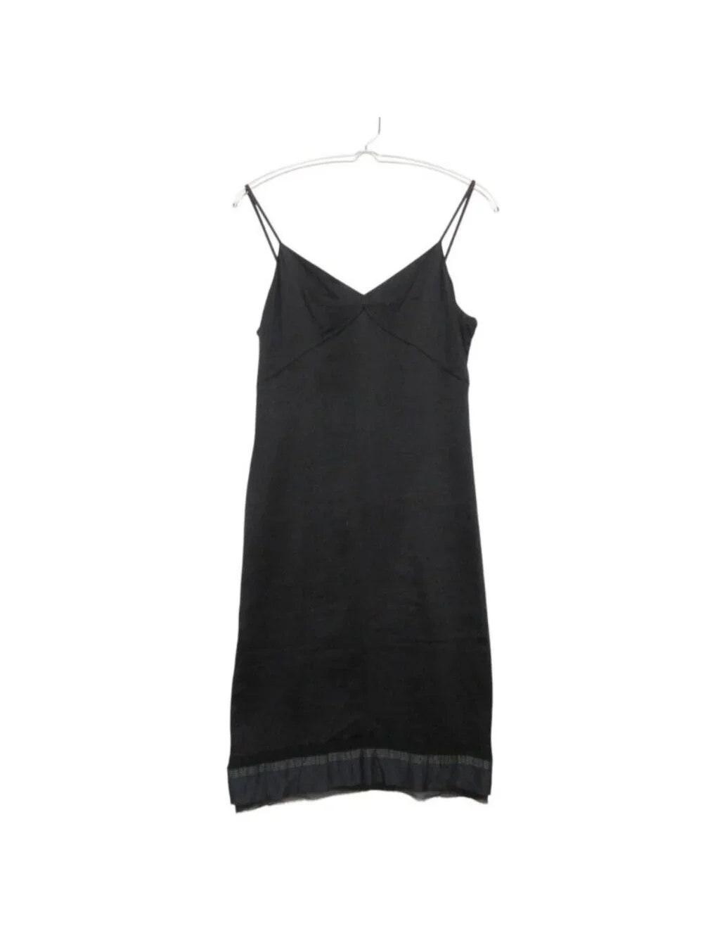 Chanel Set Vintage Silk 100% Sheer Chiffon Dress Back Zip Straight Black